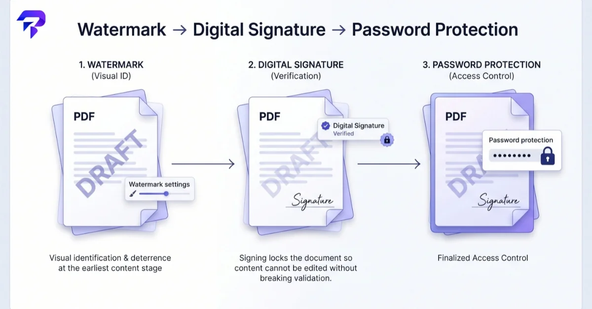 PDF Passwords, Signatures, and Watermarks: What Each One Actually Protects PDF Passwords, Signatures, and Watermarks: What Each One Actually Protects - ToolPremier